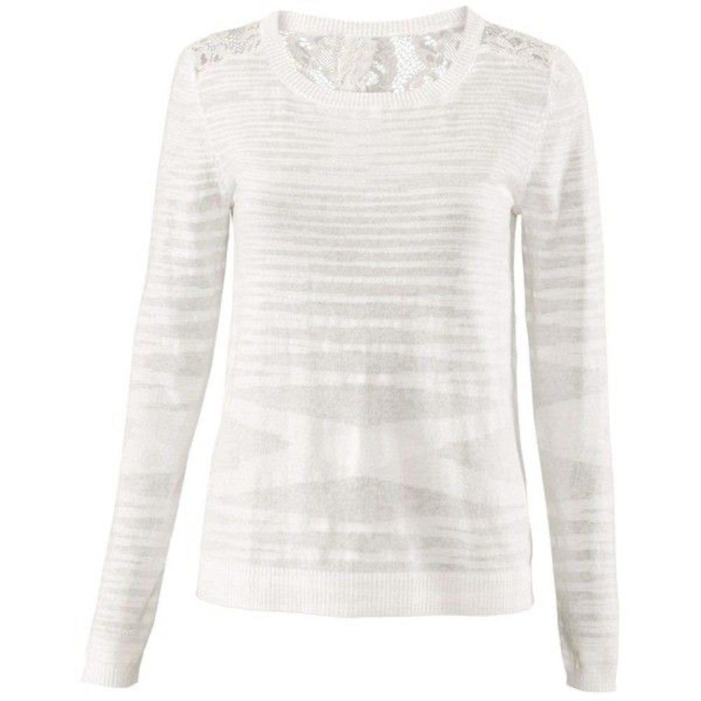 Cabi Women’s 5005 Sophia White Lace Back Long Sleeve Top Size Small Petite